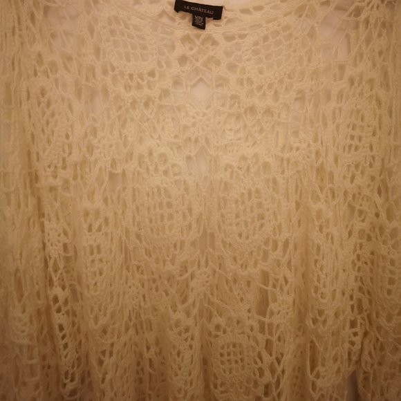 White macrame poncho - Picture 2 of 4